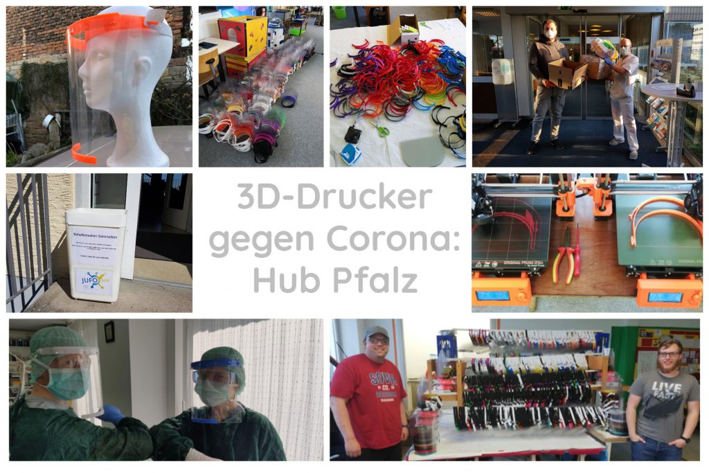 Foto-Collage Jugend forscht AG und 3D Drucker gegen Corona